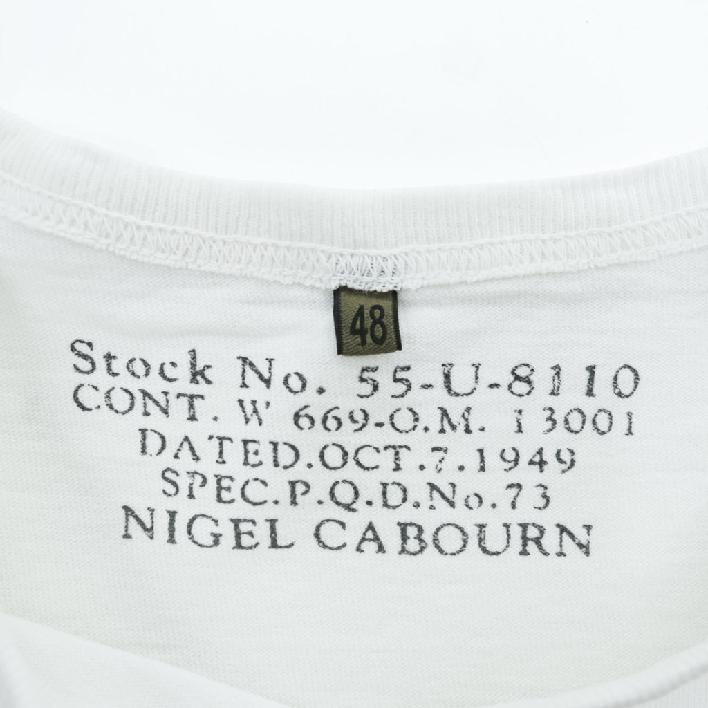 Nigel Cabourn ポケット Tシャツ M ホワイト ラグランスリーブ ボタン付き胸ポケット 55-U-8110