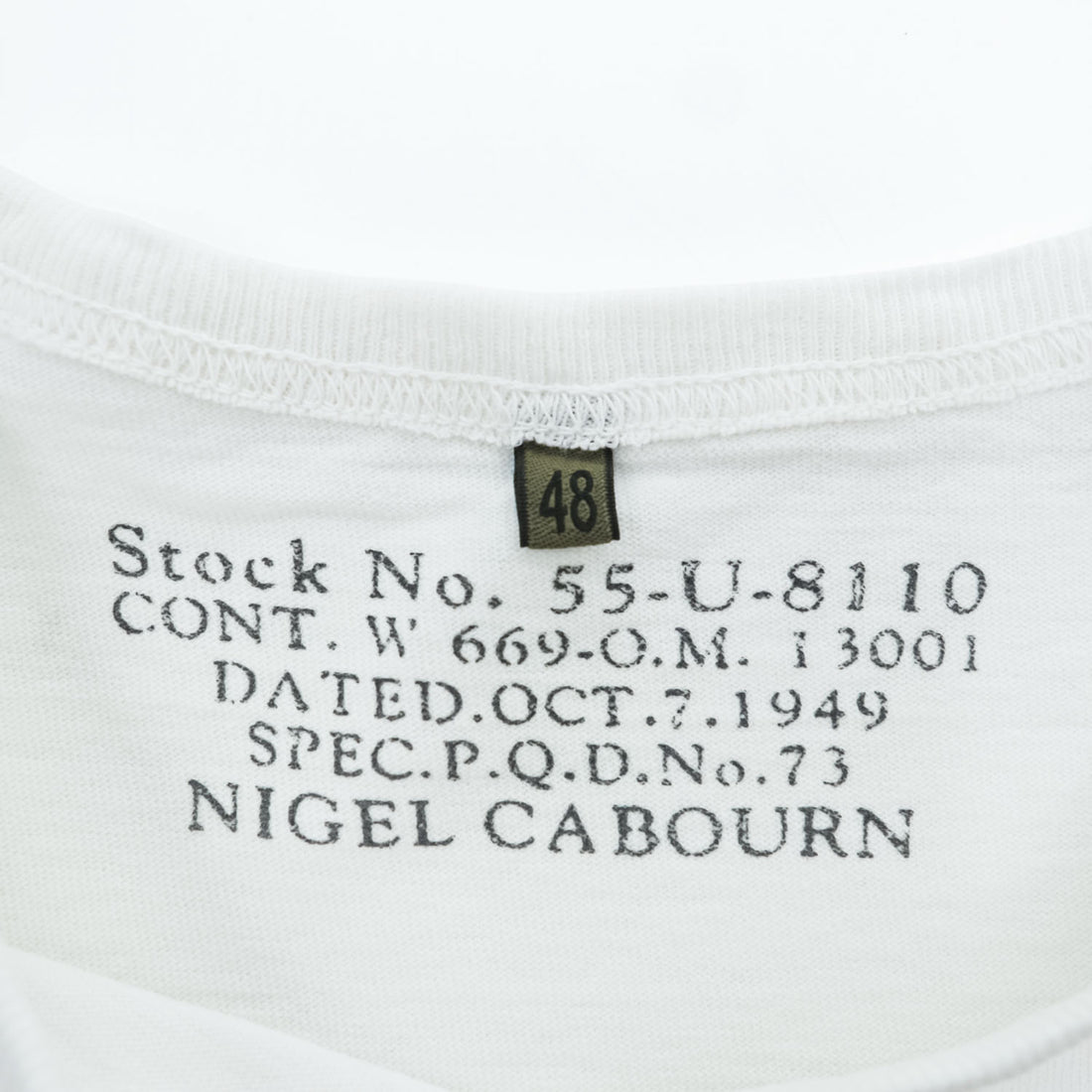 Nigel Cabourn ポケット Tシャツ M ホワイト ラグランスリーブ ボタン付き胸ポケット 55-U-8110