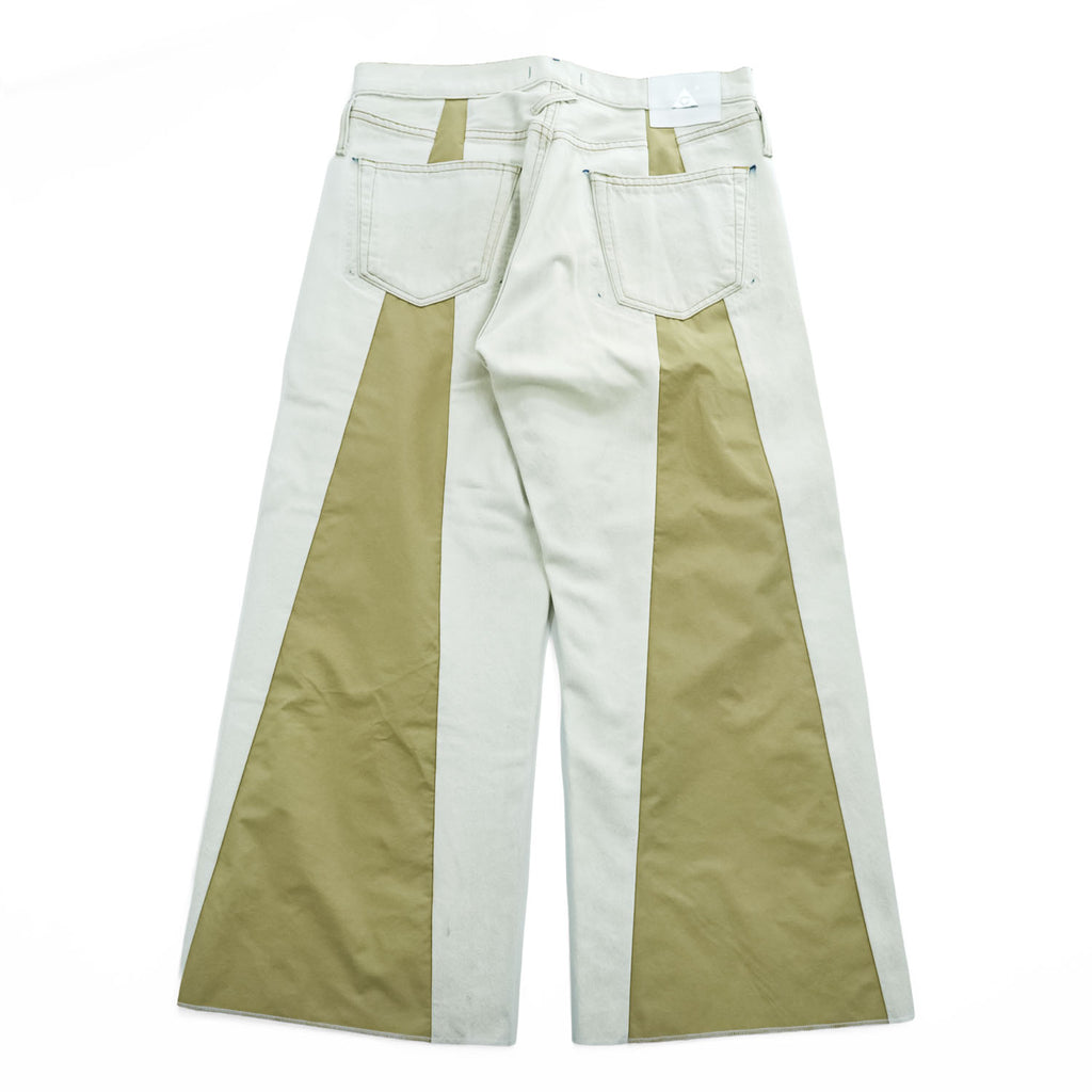 THE モンゴリアンチョップス 日本製 ハカマルイチ フレア デニムパンツ ジーンズ L ホワイト ワイド  501 リメイク 再構築