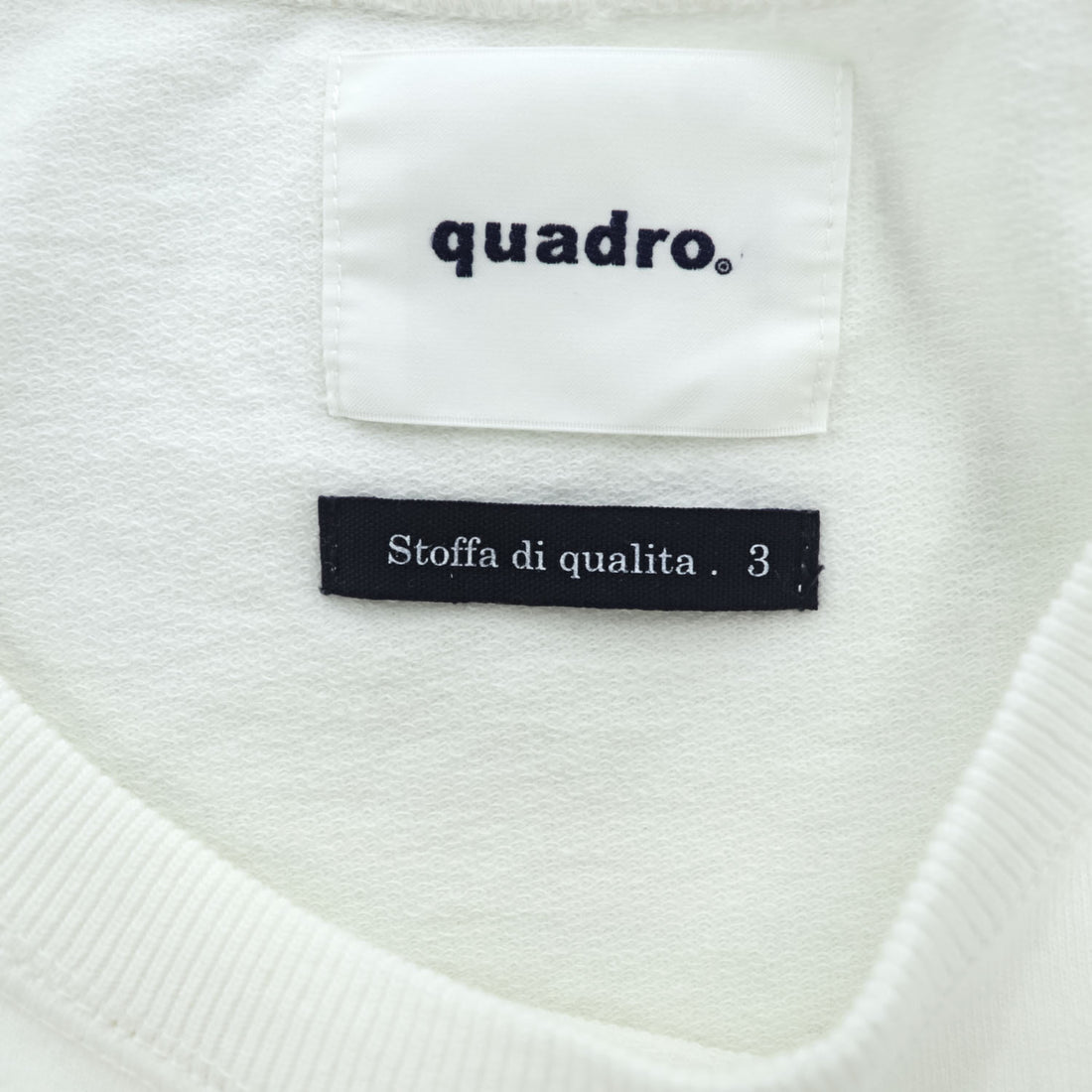 quadro 日本製 クルーネック 半袖スウェット L ホワイト スーパーインレイ プルオーバー リブ 31153