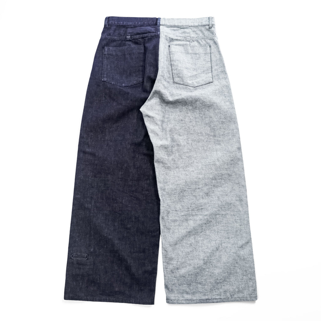 Dulcamara バイカラー デニムパンツ ジーンズ M インディゴ タックプリーツ ワイド