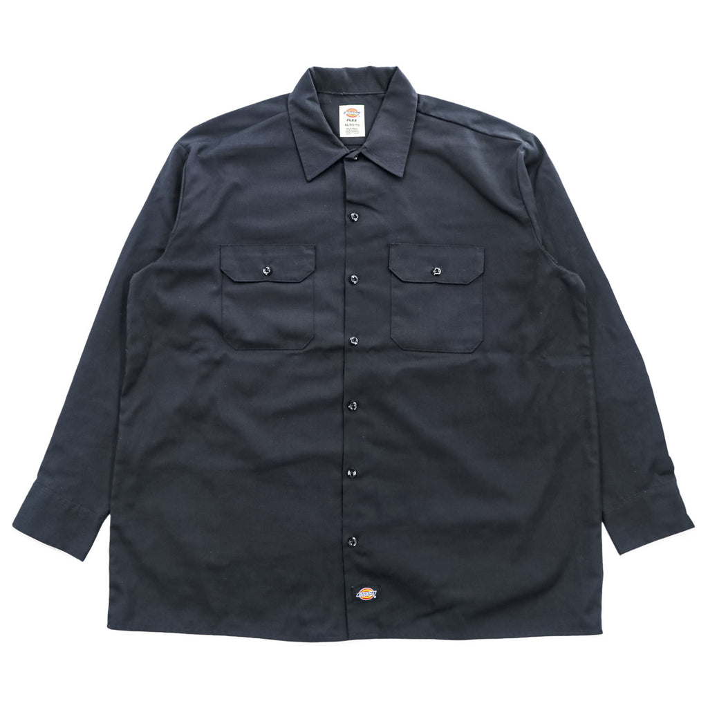 Dickies FLEX 長袖 ワークシャツ XL ブラック ボックスシルエット 11574BK