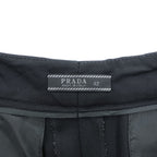 PRADA イタリア製 ワイドレッグ スラックス パンツ XL ブラック ストレッチ