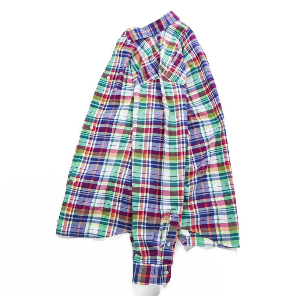 Ralph Lauren 長袖 インディアンマドラスチェックシャツ XL スモールポニー ロゴ 刺繍 Indian Madras ボタンダウン