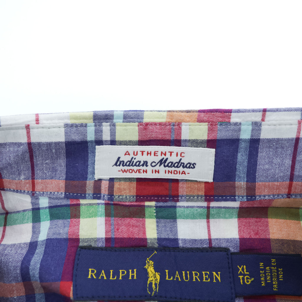 Ralph Lauren 長袖 インディアンマドラスチェックシャツ XL スモールポニー ロゴ 刺繍 Indian Madras ボタンダウン