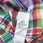 Ralph Lauren 長袖 インディアンマドラスチェックシャツ XL スモールポニー ロゴ 刺繍 Indian Madras ボタンダウン