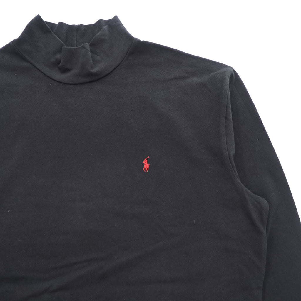 Polo Ralph Lauren 90年代 ヴィンテージ モックネック 長袖 ロングスリーブ Tシャツ L ブラック 刺繍 ポニー ロゴ