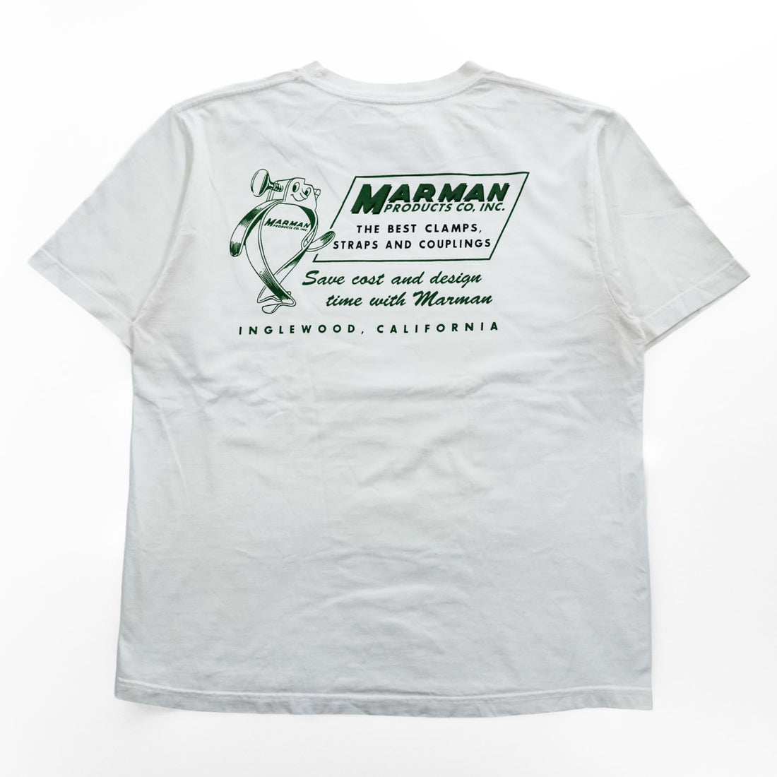 BUZZ RICKSON'S USA製 Tシャツ L ホワイト バックプリント MARMAN PRODUCTS CO