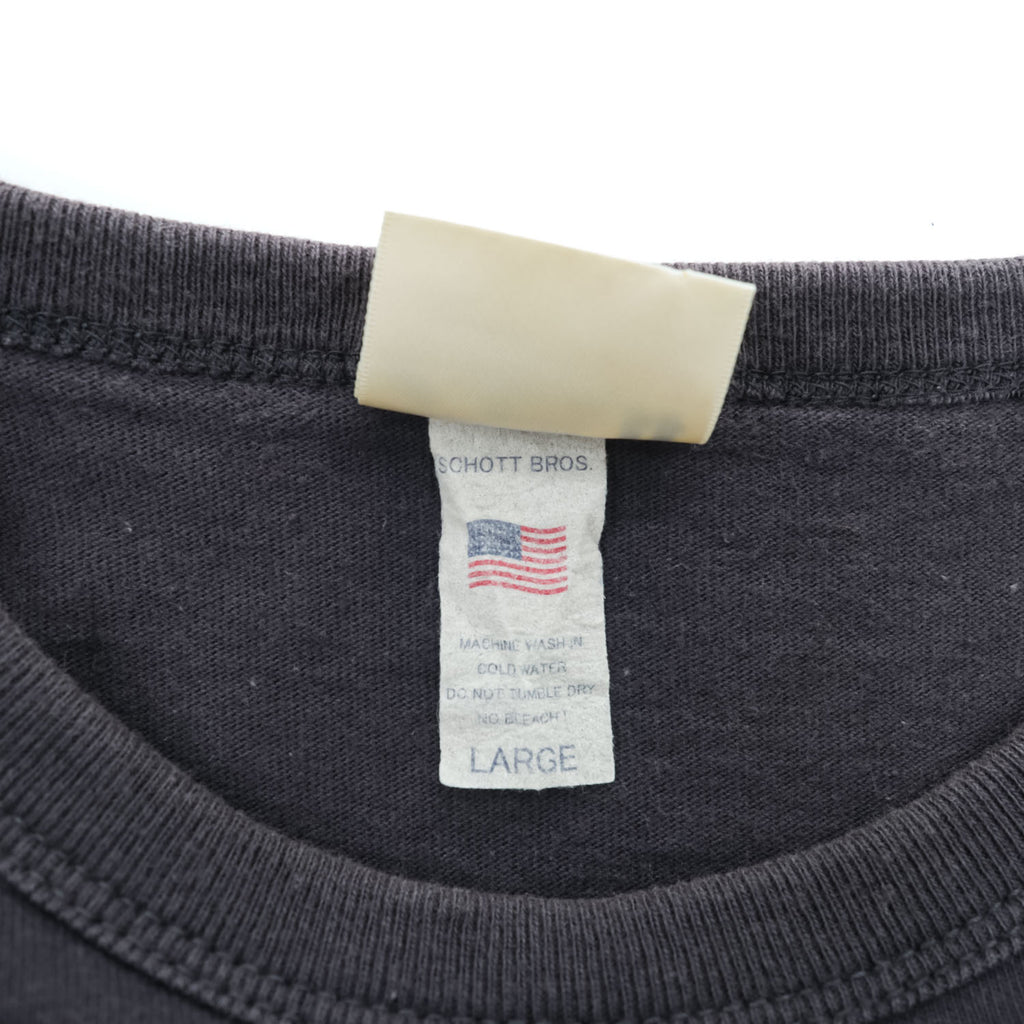 Schott N.Y.C. バック刺繍 ポケットTシャツ ブラック コットン100%