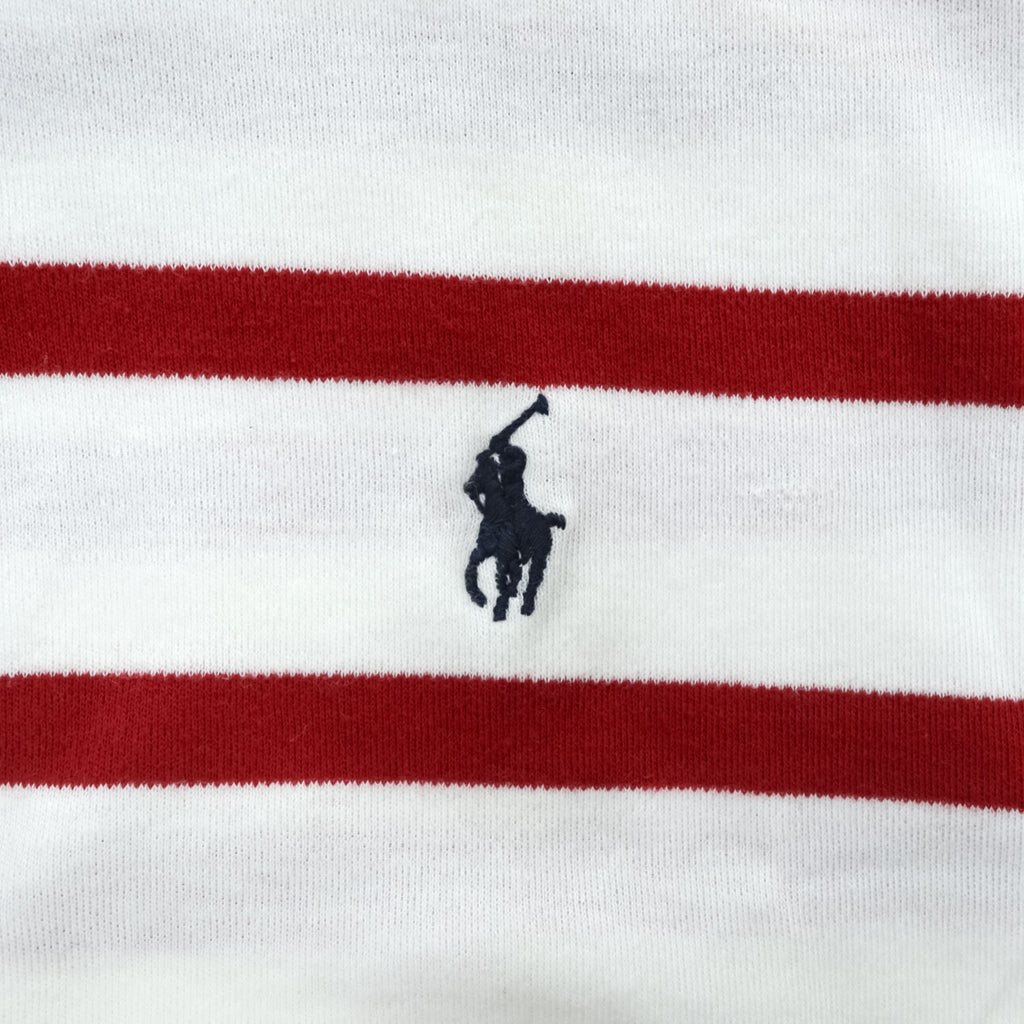 Polo Ralph Lauren 日本製 90年代 ボーダー Tシャツ L ホワイト スモールポニー ロゴ 刺繍 シングルステッチ 未使用品