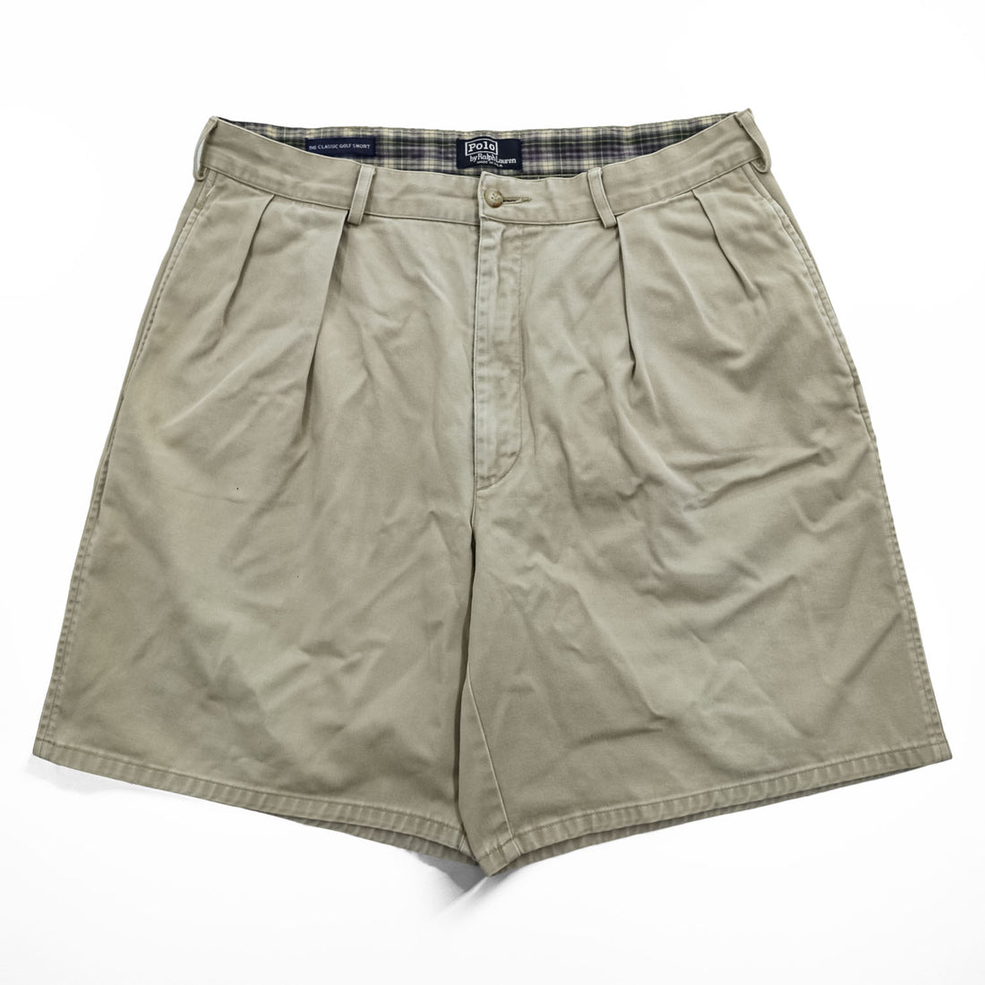 Polo Ralph Lauren 90年代 USA製 ヴィンテージ 2タックショーツ THE CLASSIC GOLF PANT ショートパンツ ハーフパンツ L ベージュ プリーツ
