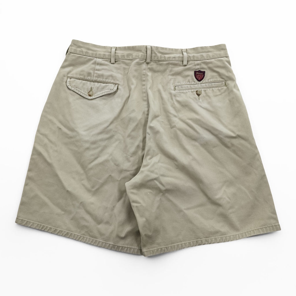 Polo Ralph Lauren 90年代 USA製 ヴィンテージ 2タックショーツ THE CLASSIC GOLF PANT ショートパンツ ハーフパンツ L ベージュ プリーツ