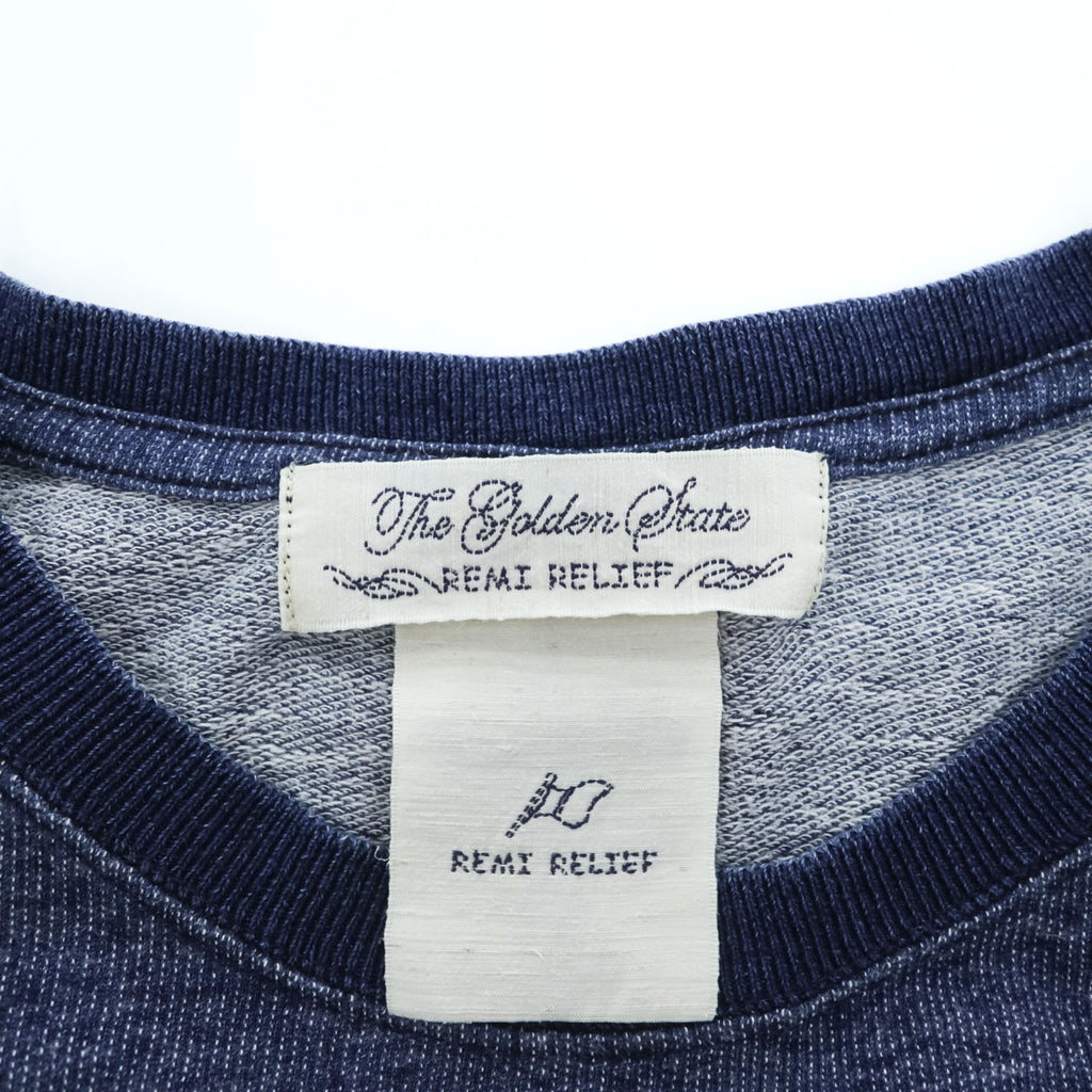 REMI RELIEF 日本製 インディゴ 半袖スウェット Tシャツ L ネイビー ナンバリング リブ