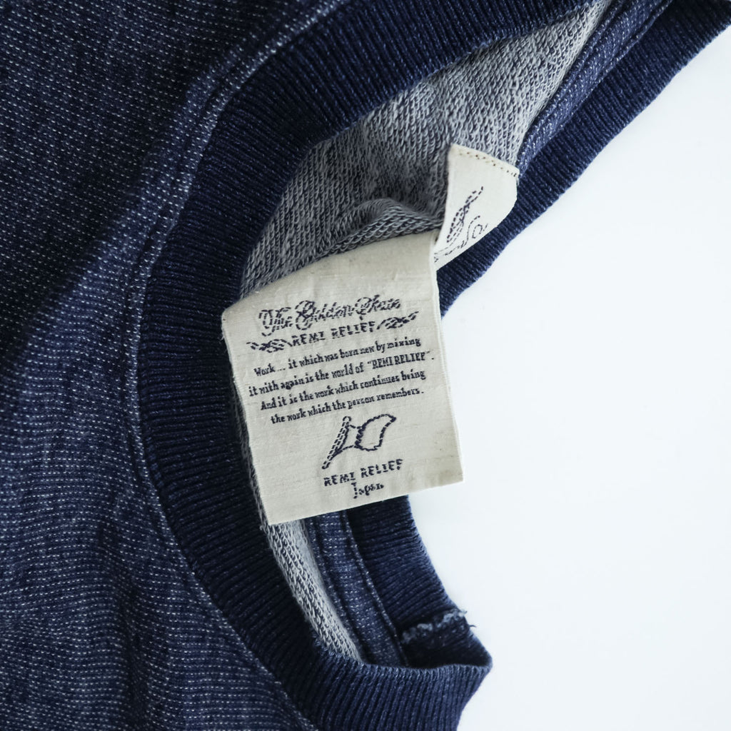 REMI RELIEF 日本製 インディゴ 半袖スウェット Tシャツ L ネイビー ナンバリング リブ