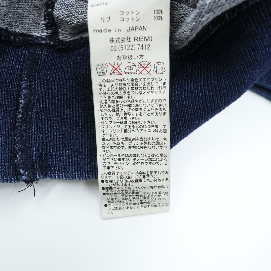 REMI RELIEF 日本製 インディゴ 半袖スウェット Tシャツ L ネイビー ナンバリング リブ