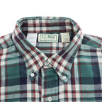 L.L.Bean 90年代 USA製 ヴィンテージ 長袖 フランネル チェックシャツ L グリーン レッド ボタンダウン 胸ポケット