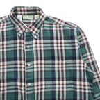 L.L.Bean 90年代 USA製 ヴィンテージ 長袖 フランネル チェックシャツ L グリーン レッド ボタンダウン 胸ポケット