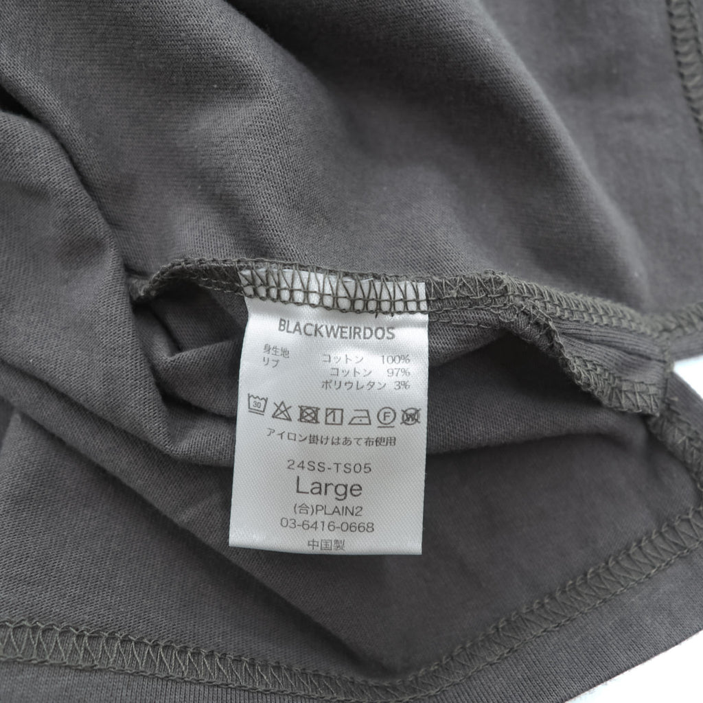 BlackWeirdos コットン 半袖Tシャツ L チャコールグレー 24SS-TS05