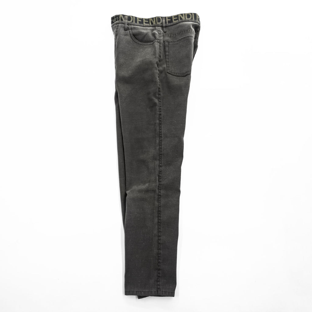 FENDI イタリア製 90年代 ヴィンテージ ロゴウエスト デニムパンツ ジーンズ L ブラウン グレー jeans