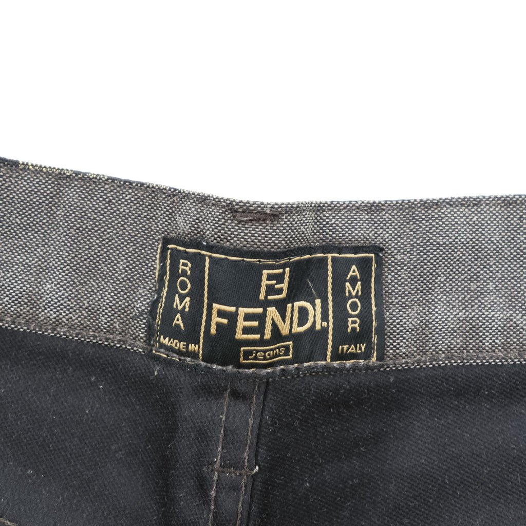 FENDI イタリア製 90年代 ヴィンテージ ロゴウエスト デニムパンツ ジーンズ L ブラウン グレー jeans