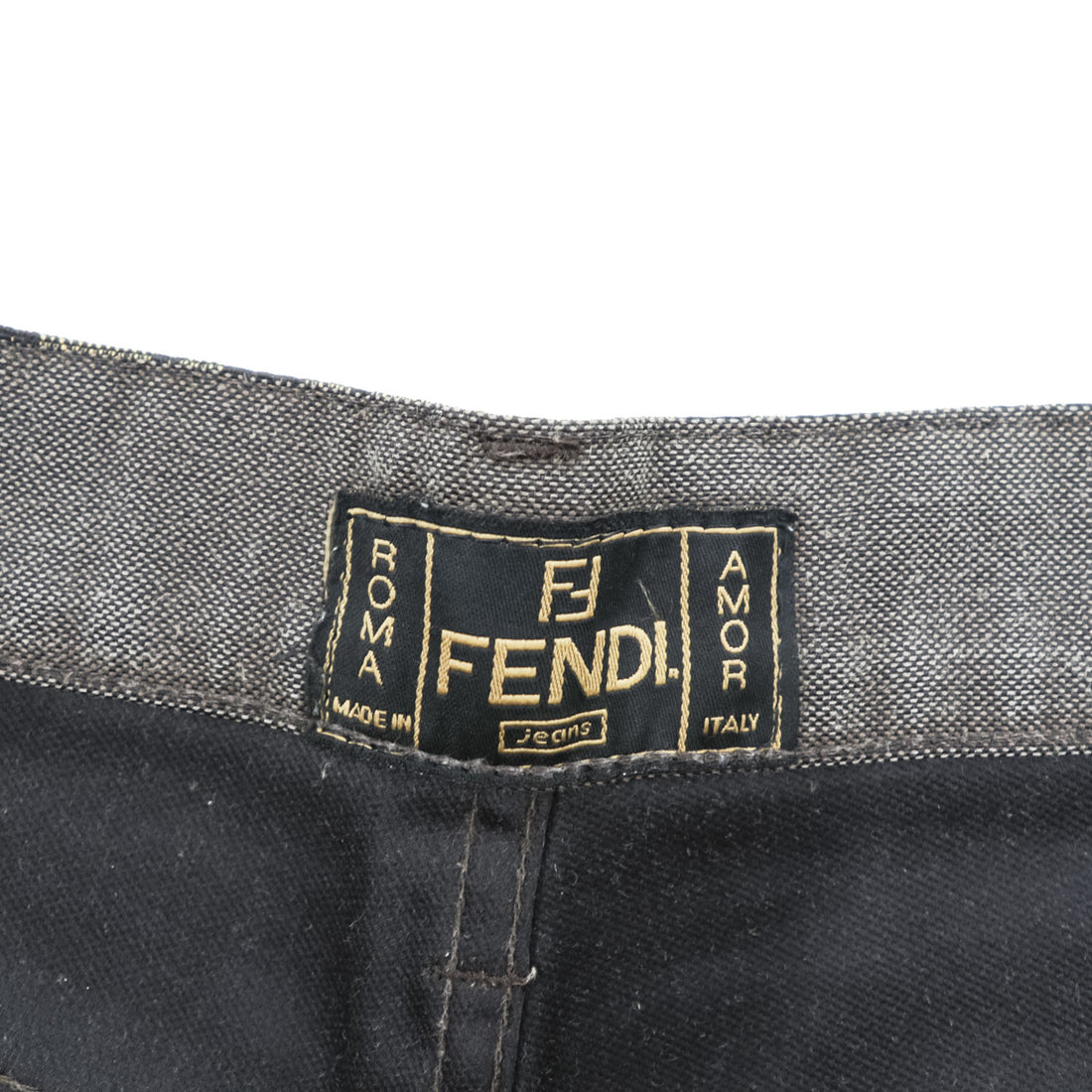 FENDI イタリア製 90年代 ヴィンテージ ロゴウエスト デニムパンツ ジーンズ L ブラウン グレー jeans