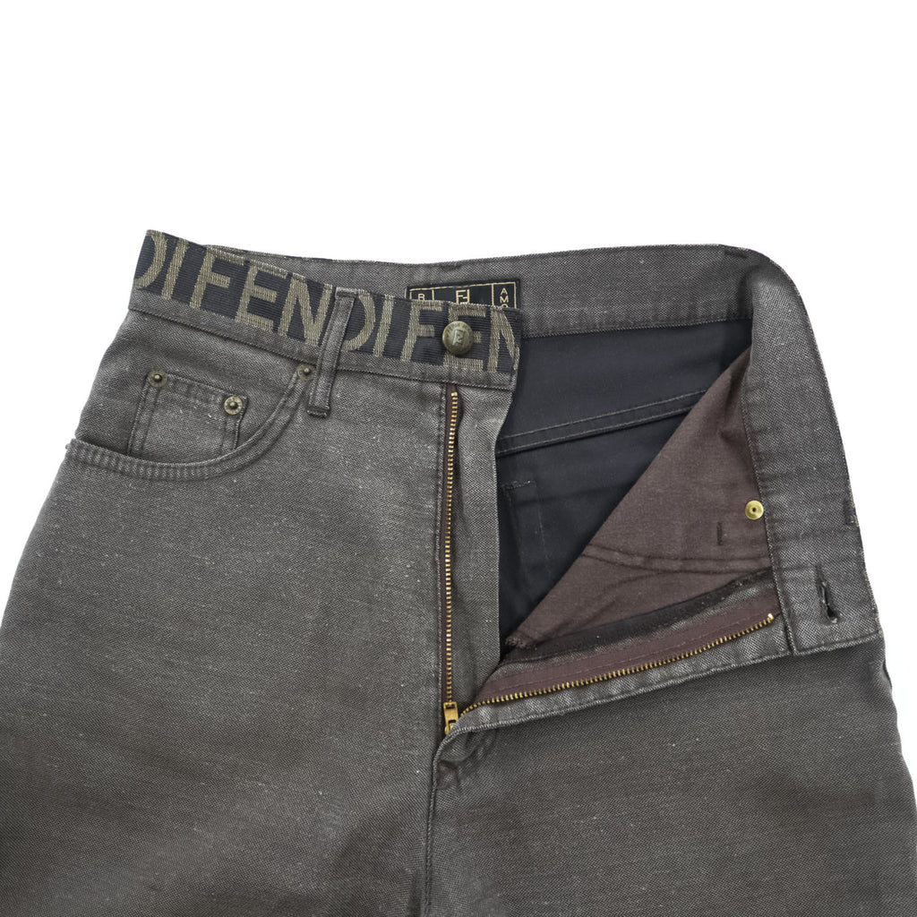 FENDI イタリア製 90年代 ヴィンテージ ロゴウエスト デニムパンツ ジーンズ L ブラウン グレー jeans