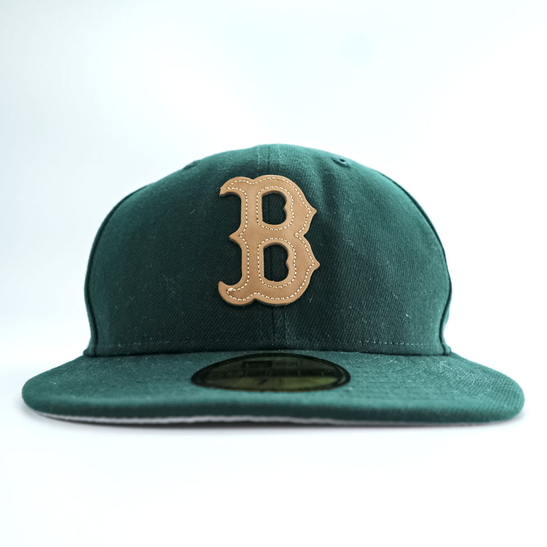 New Era 59FIFTY ボストン・レッドソックス レザーBロゴ ダークグリーン キャップ 7 1/2