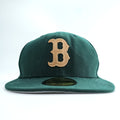 New Era 59FIFTY ボストン・レッドソックス レザーBロゴ ダークグリーン キャップ 7 1/2