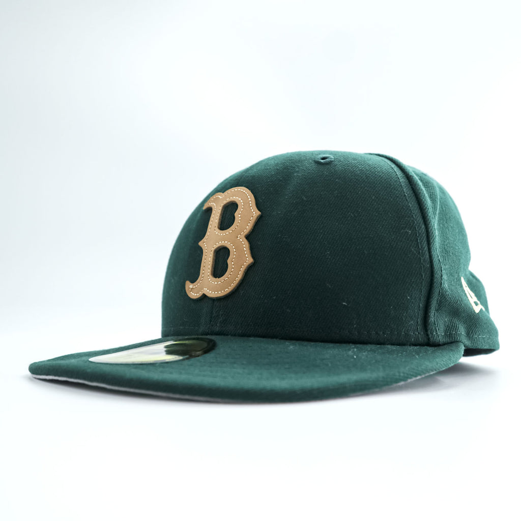 New Era 59FIFTY ボストン・レッドソックス レザーBロゴ ダークグリーン キャップ 7 1/2