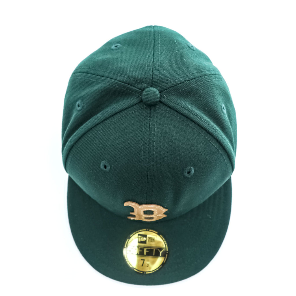 New Era 59FIFTY ボストン・レッドソックス レザーBロゴ ダークグリーン キャップ 7 1/2