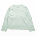 URU 日本製 レイヤード 長袖 ロングスリーブ Tシャツ ロンT L ミントグリーン コットン100%