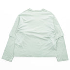 URU 日本製 レイヤード 長袖 ロングスリーブ Tシャツ ロンT L ミントグリーン コットン100%