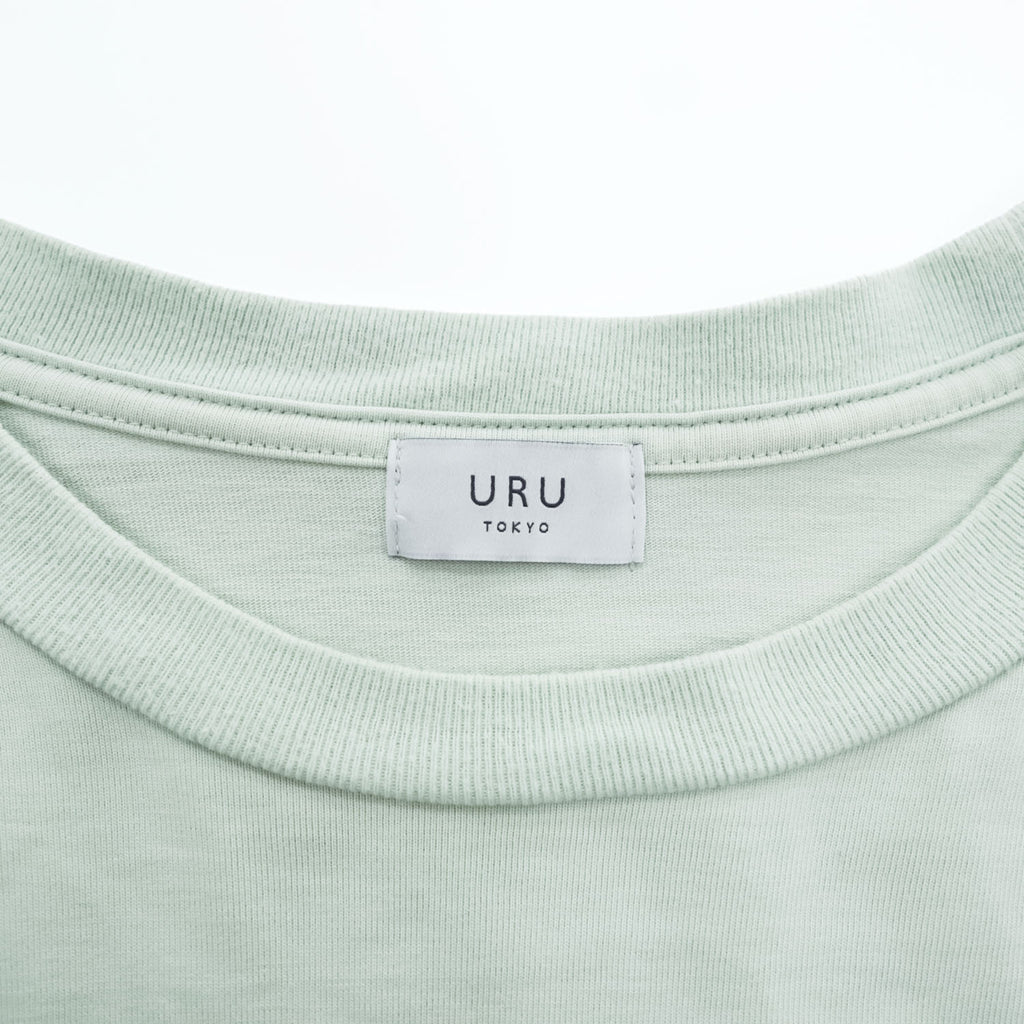 URU 日本製 レイヤード 長袖 ロングスリーブ Tシャツ ロンT L ミントグリーン コットン100%