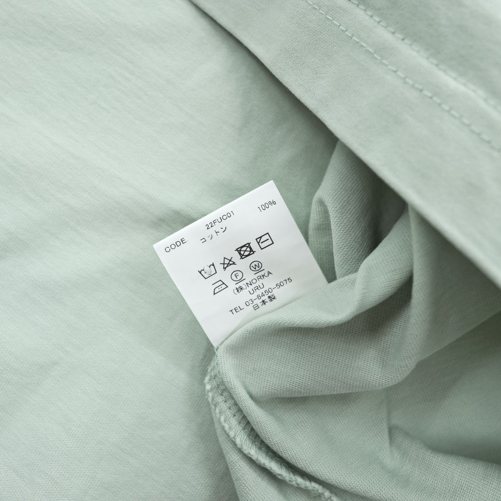 URU 日本製 レイヤード 長袖 ロングスリーブ Tシャツ ロンT L ミントグリーン コットン100%