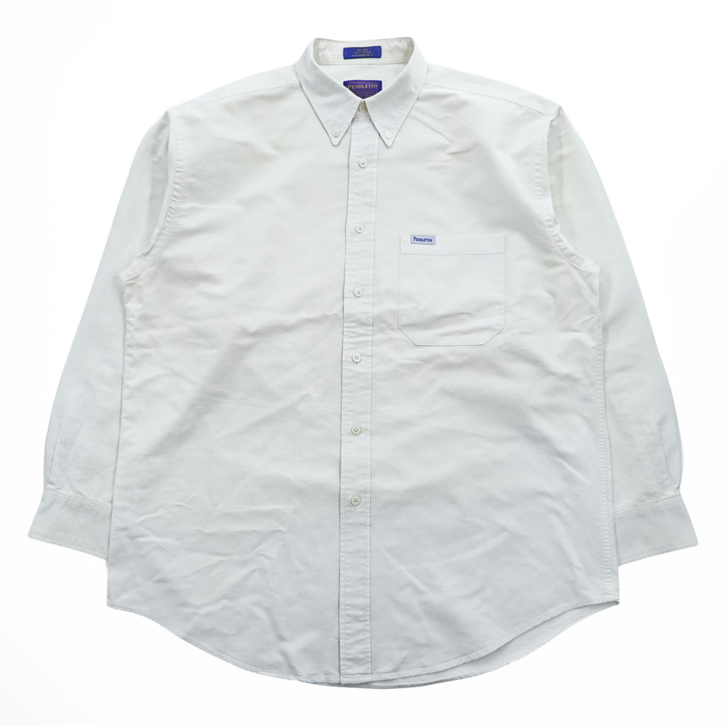PENDLETON 長袖 オックスフォードシャツ L ホワイト ボタンダウン コットン 胸ポケット