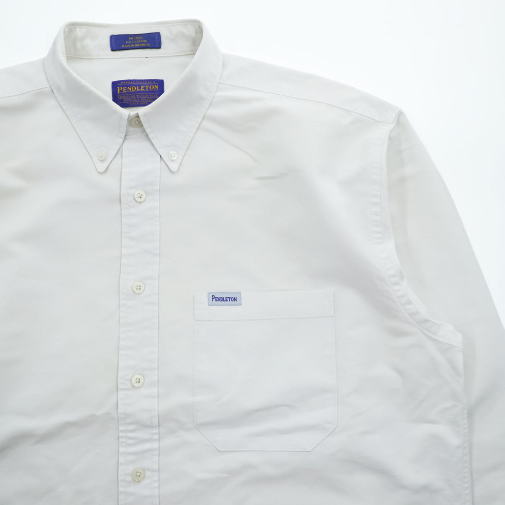 PENDLETON 長袖 オックスフォードシャツ L ホワイト ボタンダウン コットン 胸ポケット
