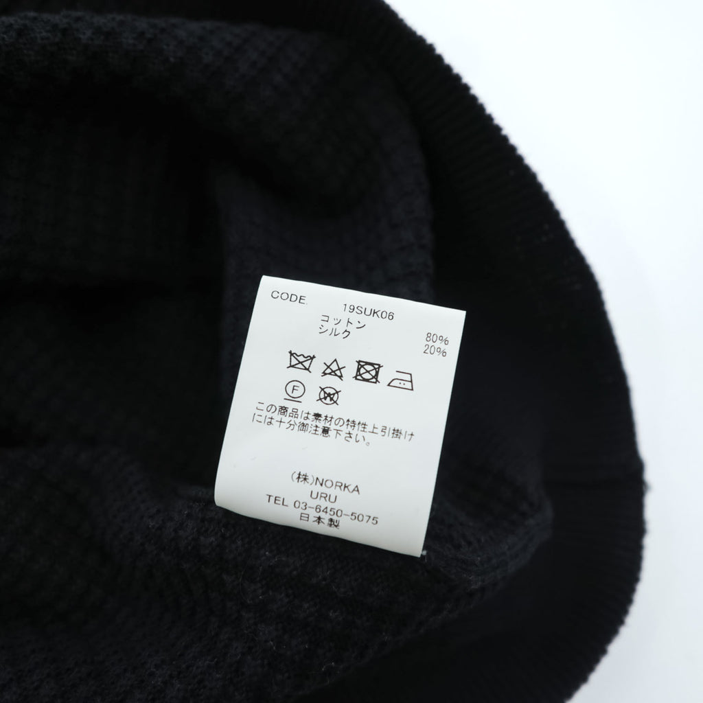 URU 日本製 コットンシルク ワッフルニットベスト FREE ブラック 19SUK06