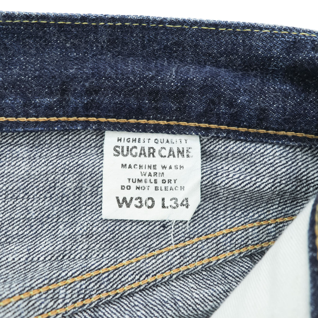 SUGAR CANE セルヴィッヂ デニムパンツ ジーンズ M インディゴ リジッド レザーパッチ 濃紺 ボタンフライ