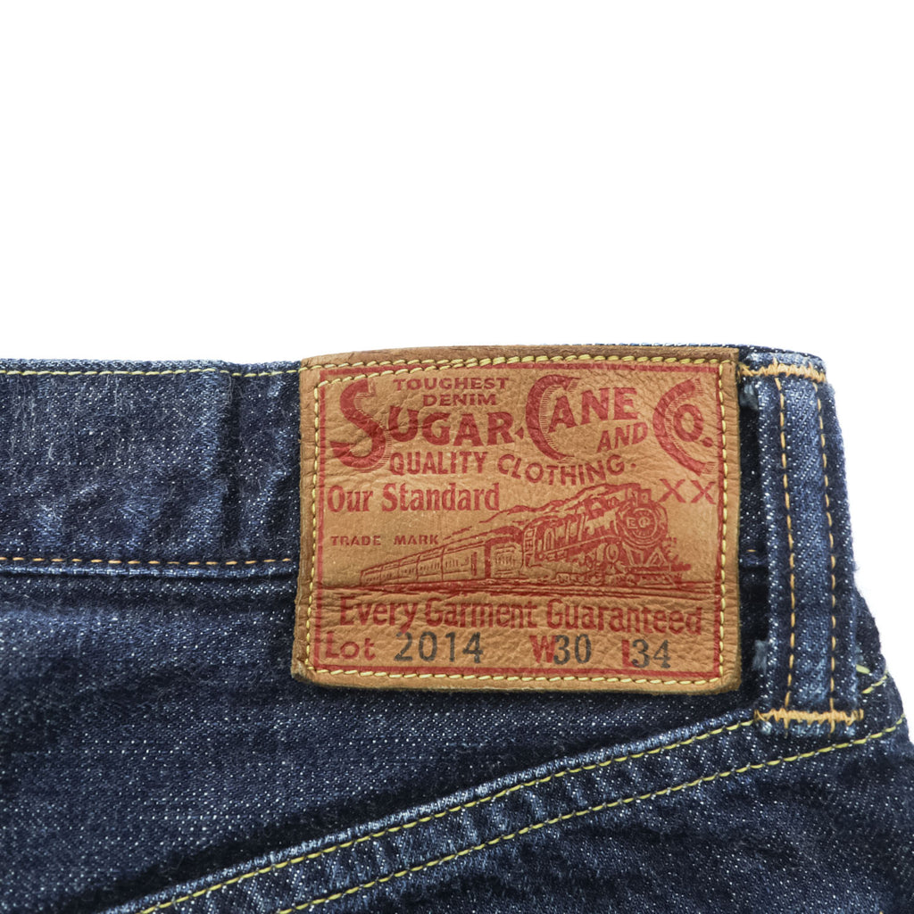 SUGAR CANE セルヴィッヂ デニムパンツ ジーンズ M インディゴ リジッド レザーパッチ 濃紺 ボタンフライ
