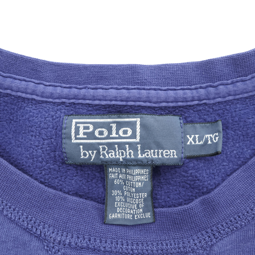 Polo Ralph Lauren 90年代 ヴィンテージ 前V スウェット トレーナー XL ブルー スモールポニー ロゴ 刺繍