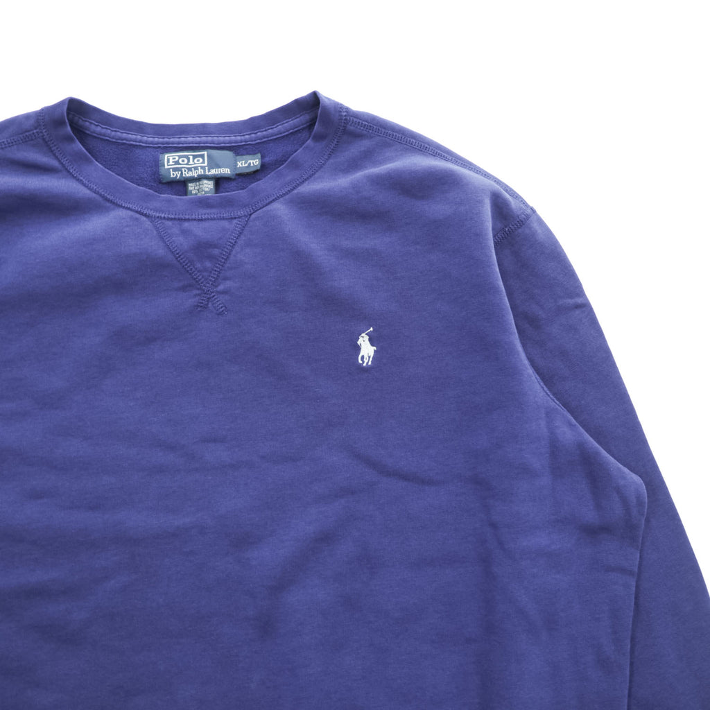 Polo Ralph Lauren 90年代 ヴィンテージ 前V スウェット トレーナー XL ブルー スモールポニー ロゴ 刺繍