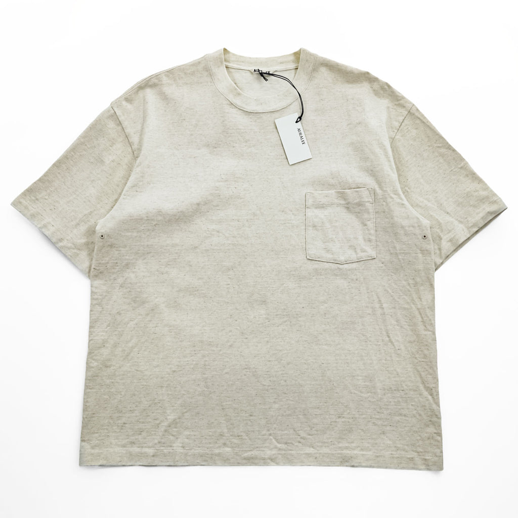 AURALEE 日本製 コットンリネン ポケットTシャツ STAND UP TEE L ベージュ A21ST02SU 未使用品