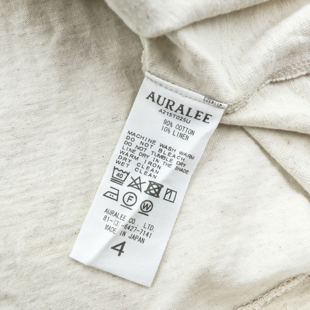AURALEE 日本製 コットンリネン ポケットTシャツ STAND UP TEE L ベージュ A21ST02SU 未使用品