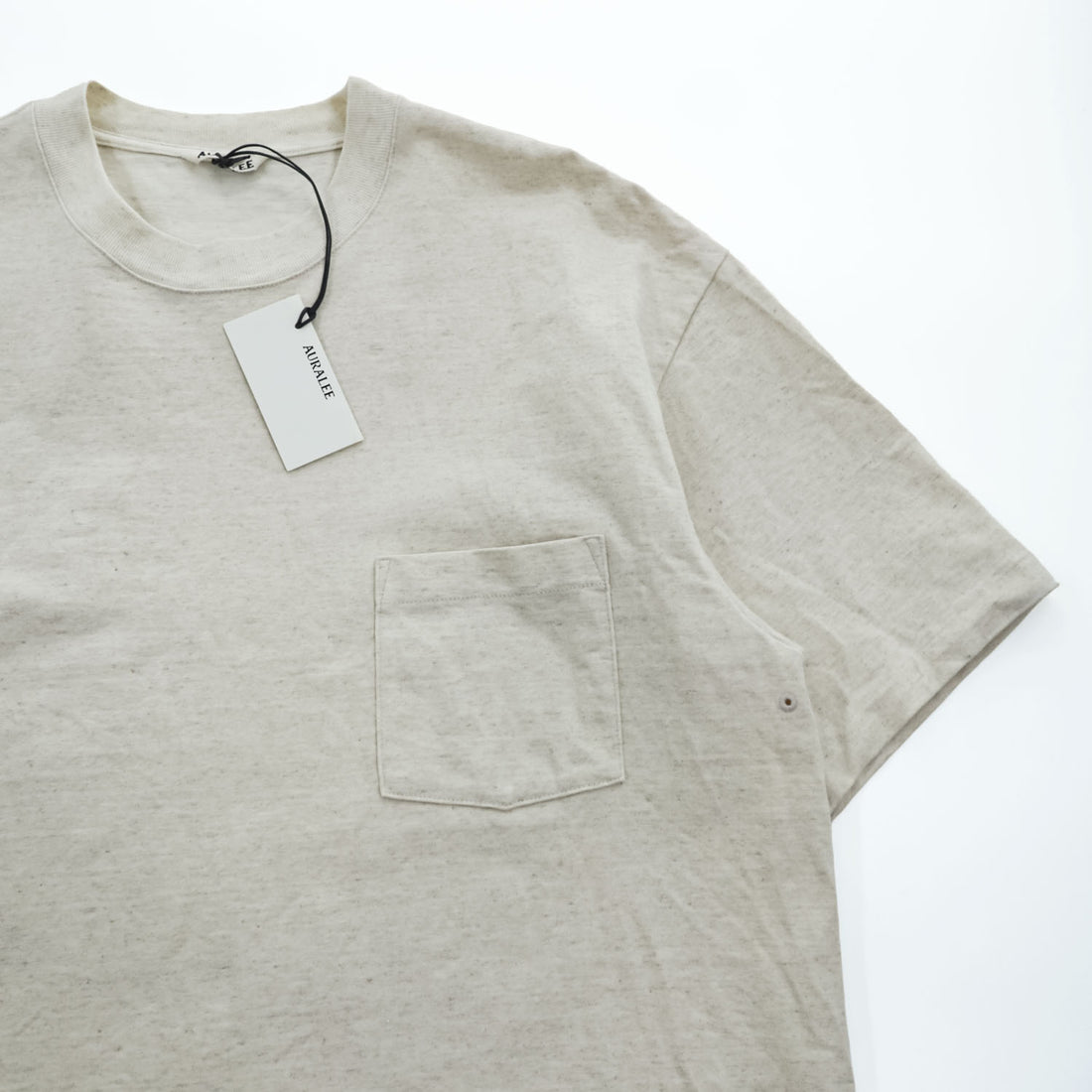 AURALEE 日本製 コットンリネン ポケットTシャツ STAND UP TEE L ベージュ A21ST02SU 未使用品