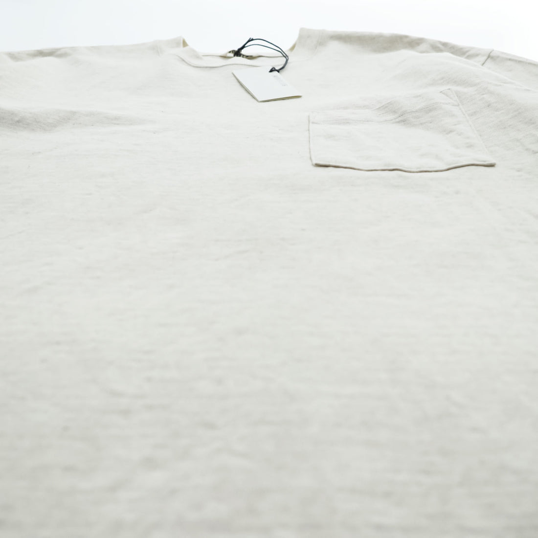 AURALEE 日本製 コットンリネン ポケットTシャツ STAND UP TEE L ベージュ A21ST02SU 未使用品