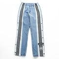 adidas originals アディブレイク サイドスナップ デニムパンツ ジーンズ XL ブルー 3ストライプ H59020