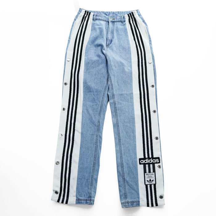 adidas Denim Adibreak Side Snap Pants Light Blue Three Stripes JX0744