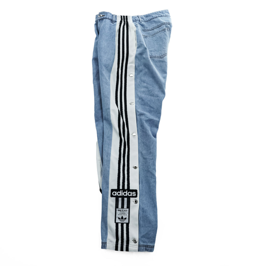 adidas originals アディブレイク サイドスナップ デニムパンツ ジーンズ XL ブルー 3ストライプ H59020