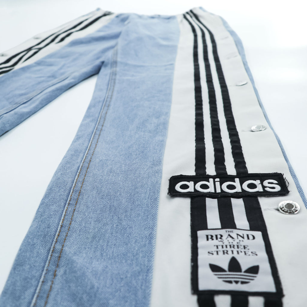 adidas originals アディブレイク サイドスナップ デニムパンツ ジーンズ XL ブルー 3ストライプ H59020