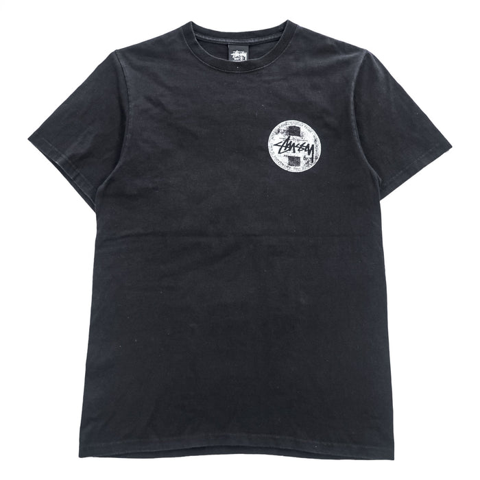 STUSSY International Stüssy Tribe Circle Logo Double-Sided Print Black T-Shirt Size S